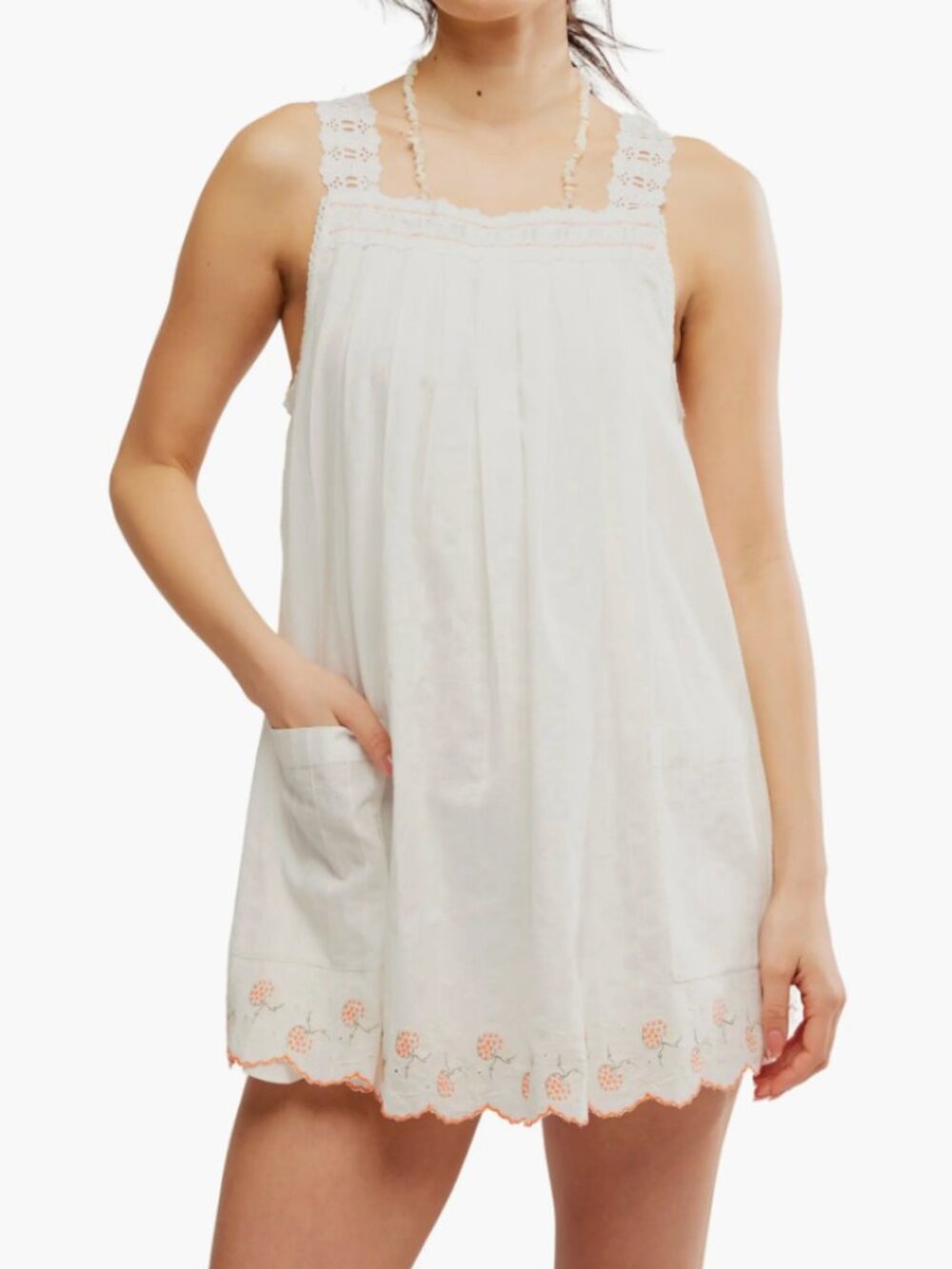 NWT Free People Latecia Embroidered Mini Dress, size Large